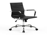 Artiss Office Chair Conference Chairs PU Leather Mid Back Black OCHAIR-H-8147-BK