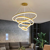Gold 3 Rings Minimalist LED Pendant Light Adjustable Circular Chandelier V255-L-18815-G-246