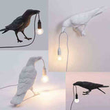 Black Bird Standing Shape Nordic Resin Bird Wall Lamp - Creative Animal Bedside Decorative USB Night V888-ELOSUNG13811