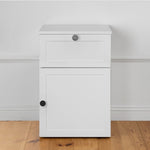 PORTO BEDSIDE TABLE - WHITE - HAMPTONS - ROUND BLACK V164-ECS13WHB06B