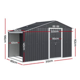 Giantz Garden Shed 3.22x1.96M Outdoor Storage Tool Workshop House Shelter SHED-GAB-6X11X6-ABC