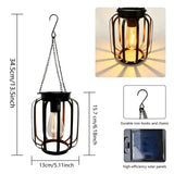 Outdoor Solar Retro Metal Hanging Lantern 2-Pack, Warm Filament, IP44 Waterproof, Garden Patio Decor V1232-TYHYD-001