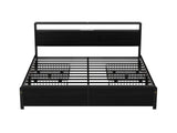 Artiss Metal Bed Frame Queen Size Storage Headboard Charge Station LED 4 Drawers MBED-C-SKY-Q-ALBK-ABC