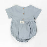 Ponchik Babies + Kids - Linen Romper - Capri Blue - Size 2y Only V563-LINROMPER-CAPBLUE-2YO