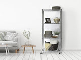 Modular Wire Storage 45x45cm Steel Shelving Chrome With Wheels For Garage Warehouse Or Kitchen V63-841291