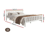 Artiss Bed Frame Double Size Wooden White PONY WBED-D-TC18-137-AB