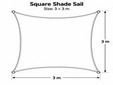 3 x 3 m Square HDPE Shade Sail - Beige Breathable Outdoor Sun Shade Canopy with Reinforced Edges and V888-ELOSUNG57604