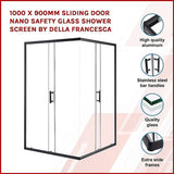 1000 x 900mm Sliding Door Nano Safety Glass Shower Screen By Della Francesca V63-829511