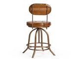 INDUSTRIAL WIND UP BAR CHAIR WITH LEATHER V742-M12831
