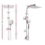 Cefito 10'' Rain Shower Head Set Handheld Square High Pressure Chrome SHOWER-B2-SQ-10-SI