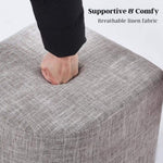 Ottoman Stool Linen Fabric Footstool Foot Rest Pouffe Pouf Seat - Dark Grey V274-FT-GQSST03-GY1