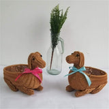 Woven Dog Shaped Storage Basket with Imitation Rattan Design, Cute Organizing Bin for Small Items V1370-AZ4-17255