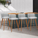 Artiss 4x Bar Stools Linen Padded Wooden Grey BA-TW-8126-LI-GYX4