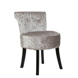 Grey Round Vanity Stool with Padded Seat and Backrest V767-XJJ379-SR-V1