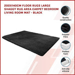 200x140cm Floor Rugs Large Shaggy Rug Area Carpet Bedroom Living Room Mat - Black V63-832171