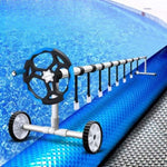 Aquabuddy Pool Cover 8x4.2m 400 Micron Silver Swimming Pool Solar Blanket 5.5m Blue Roller PC-80X42-M-DX-BL-ROLLER-BU