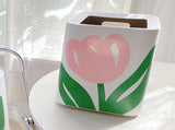 Floral Trash Can Large Mouth Cute Appearance Modern Style Garbage Waste Basket for Kitchen Bathroom V1294-YM0521-3117230064314