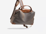 Retro Nylon Backpack PU Leather Color-Block / Packable & Lightweight / 14-inch Laptop Compartment / V1232-TQDNB-001