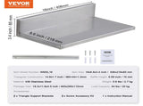 21.8 x 40.6 cm Stainless Steel Shelf, Wall Mounted Floating Shelving with Backsplash, 20 kg Load V952-BGSCTTLL86162MWQSV0
