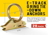 20pcs Steel E-Track O Ring Tie-Down Anchors, Secure Cargo in Enclosed/Flatbed Trailers, Trucks, Load V1258-DP02-F-579