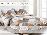 Gleaming rust brown colo patchwork 3 Pc XL Bedspread & Pillow Cover Set V745-AC090275AH