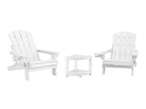 Gardeon Outdoor Table and Chairs HDPE Folding Adirondack Beach Chair Patio Furniture White FF-BEACH-3HEFD-WH