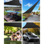 Instahut Shade Sail 5x5x5m Triangle 280GSM 98% Black Shade Cloth SAIL-DL-H-5X5X5-C-BK