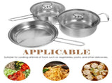 1Set Lightweight Stainless Steel Kitchen Pot Set Includes Frying Pan and Stock Pot V1370-AZ4-15437