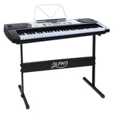 Alpha 61 Keys Electronic Piano Keyboard Digital Electric w/ Stand Beginner Silver EK-JK-60-SL-H