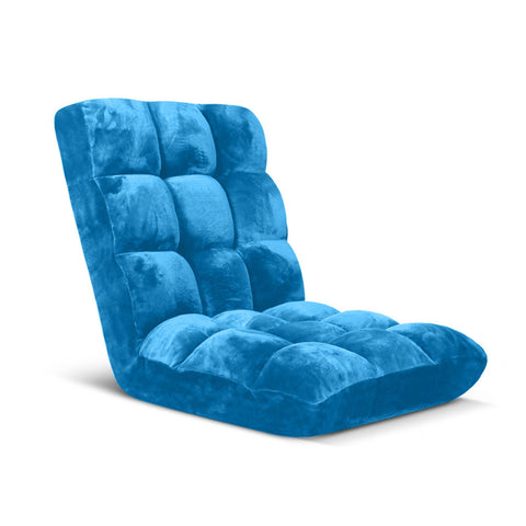 SOGA Floor Recliner Folding Lounge Sofa Futon Couch Folding Chair Cushion Blue LOUNGECHAIRBLUE