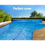 Aquabuddy Pool Cover 6.5x3m 400 Micron Silver Swimming Pool Solar Blanket 5.5m Roller PC-65X30-400-DX-BL-ROLLER