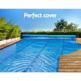 Aquabuddy Pool Cover 6.5x3m 400 Micron Silver Swimming Pool Solar Blanket 5.5m Roller PC-65X30-400-DX-BL-ROLLER