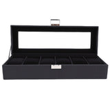 Watch Box Black 6 Slot Leather Watch Case with Pillows for Watches Storage Collections V1294-YM0901-3117250225011