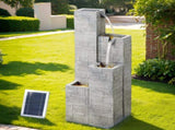 Gardeon Solar Fountain Water Feature Outdoor Indoor 4-Tier Square Cascading Beige FOUNT-SQUARE-4LVL-BG