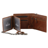 Billy The Kid Mens Leather Wallet Western with Detachable Chain in Gift Box in Cognac V563-BTK-12-COGN