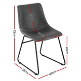 Artiss 4x Dining Chairs Retro PU Leather Kitchen Lounge Cafe Accent Chair Grey UPHO-C-DIN-2503-GYX4