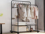 Double Clothes Rack Metal Garment Rail 80x154cm Heavy Duty Hanging Shelf Storage Organiser V63-953331