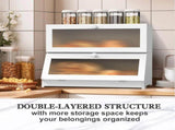 CARLA HOME Double Layer Bamboo Bread Box for Kitchen Counter - Large Capacity Bread Storage V178-36198