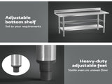 Cefito Stainless Steel Kitchen Bench w/ Splashback 1500x600MM 430 SSKB-430S-59H