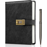 Diary with Lock, A5 PU Leather Journal with Lock, 240 Pages, Vintage Lock Journal Password Protected V1188-XJCJ-119230