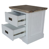 Fiona Set of 2 Bedside Table 2 Drawers Storage Cabinet Nightstand White Grey V315-VOB-FOLK-03-2PC-KIT