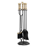 Fireplace Tool Set, 5 PCS Tool Set and Holder with Five-Prong Stand, Tongs, Ash Shovel, Brush, V952-BLGJTJ5JTWZGPZ6MX001V0