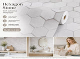 Self Adhesive PVC Wallpaper 0.45x6M, White Honeycomb Pattern, Modern Minimalist Wall V1221-XM-LB1771-GM62
