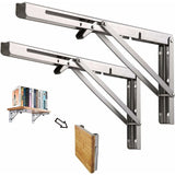 250Mm Folding Wall Shelf, 2 pcs Stainless Steel Folding Bracket, Garage Shelf Support Frame, Heavy V1188-MS-227-2783