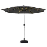Instahut Outdoor Umbrella 2.9m Market Umbrella with String Light Tilt Charcoal Shade XFEL-UMB-FLAP-51-CO