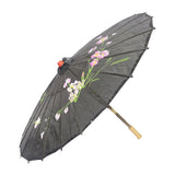 6x PARASOL UMBRELLA Chinese Japanese Bamboo Flower Pattern 80cm Large BULK - Black V563-6XBR-PARUMB-BLK