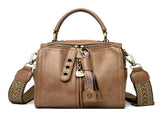 Khaki Vintage Look PU Leather Box Bag Stylish Top Handle Crossbody Tote Multi-Carry Bucket Bag V888-ELOSUNG46371