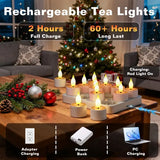 12-Pack Rechargeable LED Tea Lights, Smart Remote Control, Flameless Safe Romance, All-Scene V1232-WYLZ-001