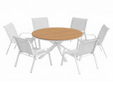 Gardeon 7PCS Outdoor Dining Set Table and Chairs Patio Garden Furniture Steel FF-DIN-STA-7SET-WH