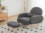 Levede Fleece Rocking Chair with footstool CH1132-GY
